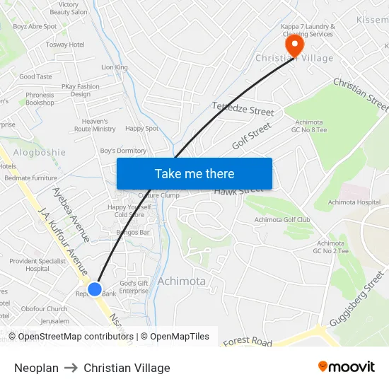 Neoplan to Christian Village map