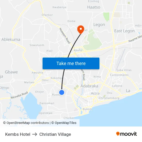 Kembs Hotel to Christian Village map