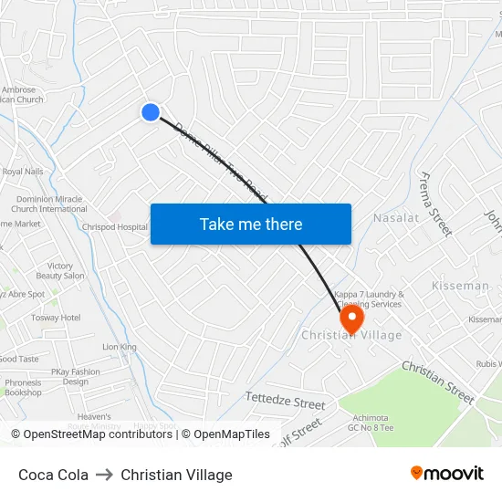 Coca Cola to Christian Village map
