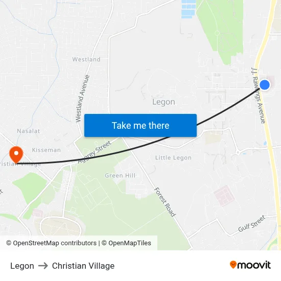 Legon to Christian Village map