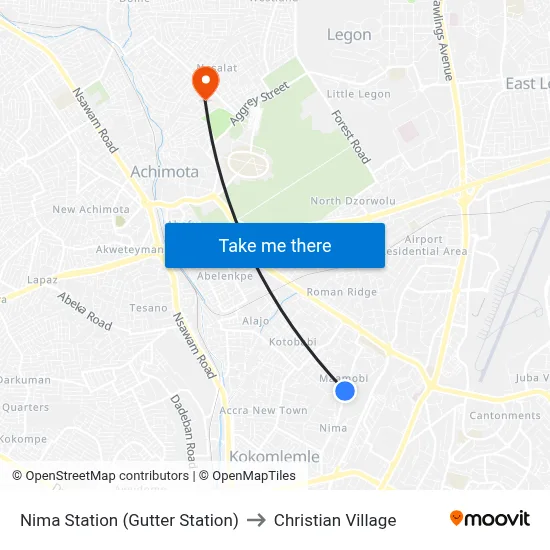 Nima Station (Gutter Station) to Christian Village map