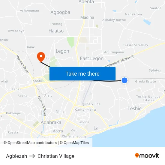 Agblezah to Christian Village map