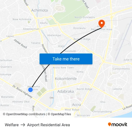 Welfare to Airport Residential Area map