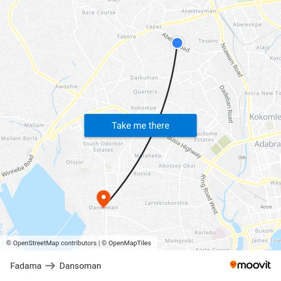 Fadama to Dansoman map