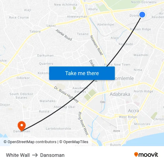 White Wall to Dansoman map