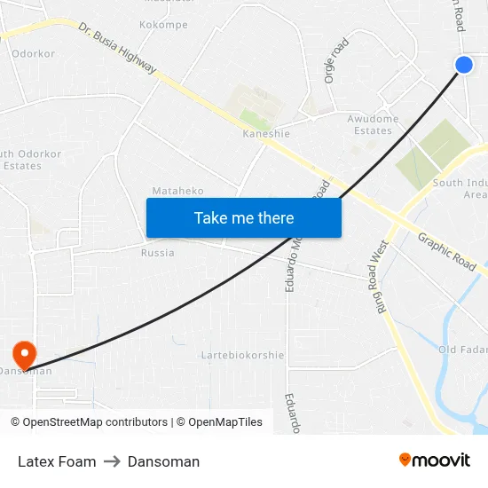Latex Foam to Dansoman map