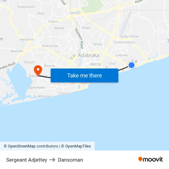 Sergeant Adjettey to Dansoman map