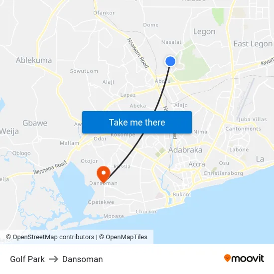 Golf Park to Dansoman map