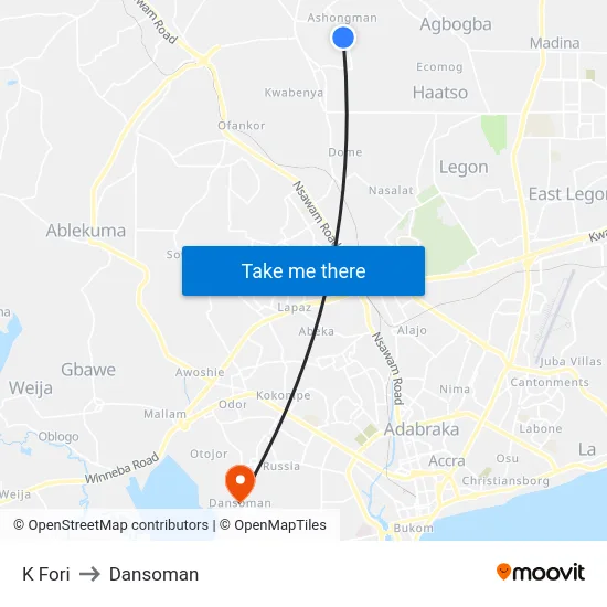 K Fori to Dansoman map