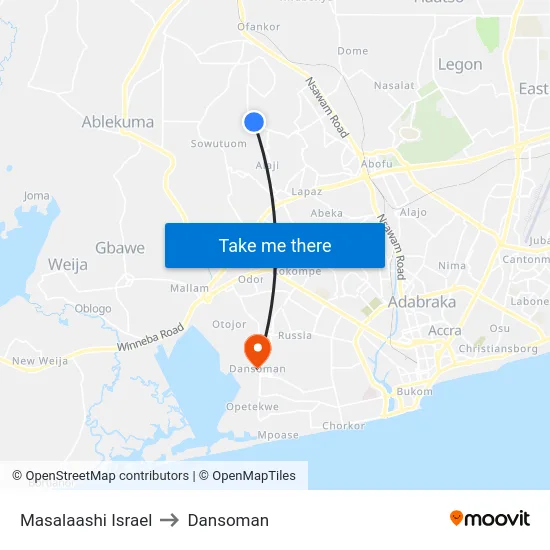 Masalaashi Israel to Dansoman map