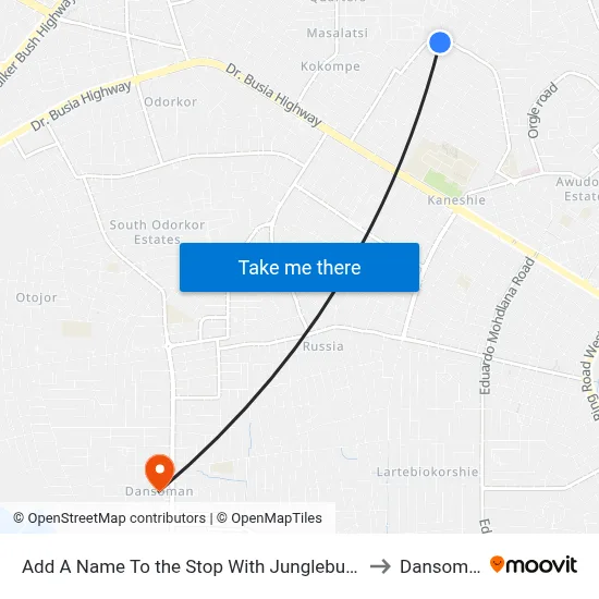Add A Name To the Stop With Junglebus App to Dansoman map