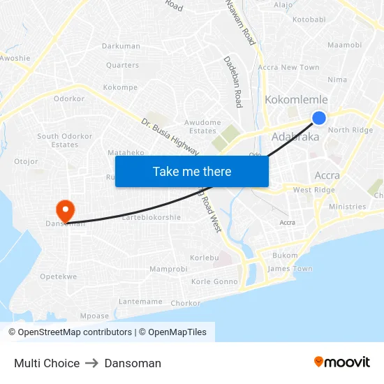 Multi Choice to Dansoman map