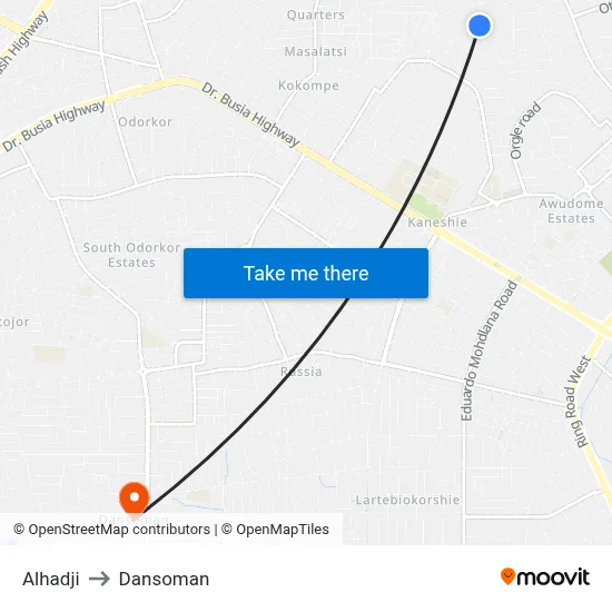 Alhadji to Dansoman map