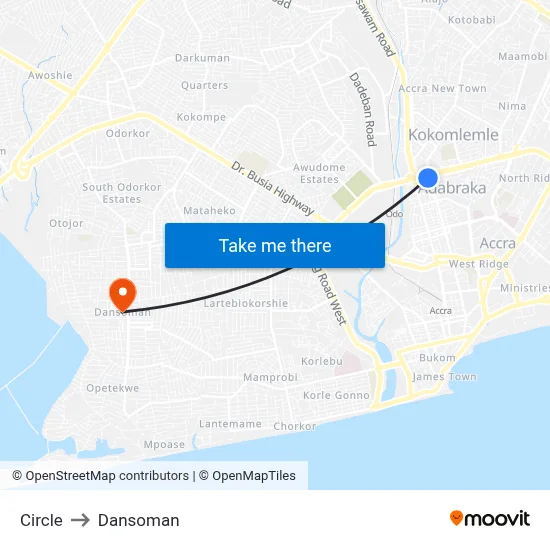 Circle to Dansoman map