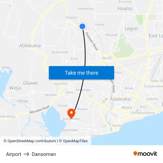 Airport to Dansoman map