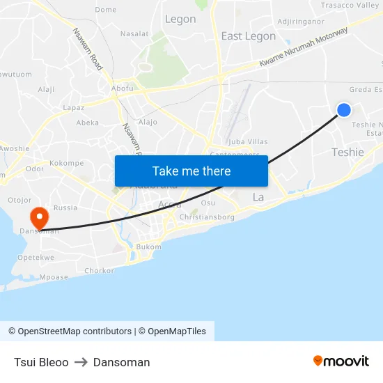 Tsui Bleoo to Dansoman map