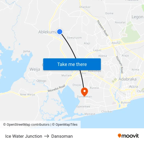 Ice Water Junction to Dansoman map