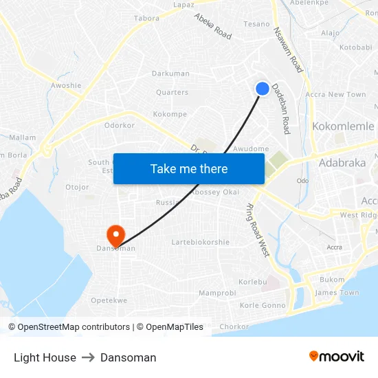 Light House to Dansoman map