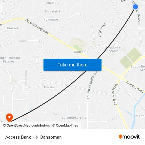 Access Bank to Dansoman map