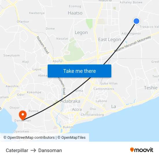 Caterpillar to Dansoman map
