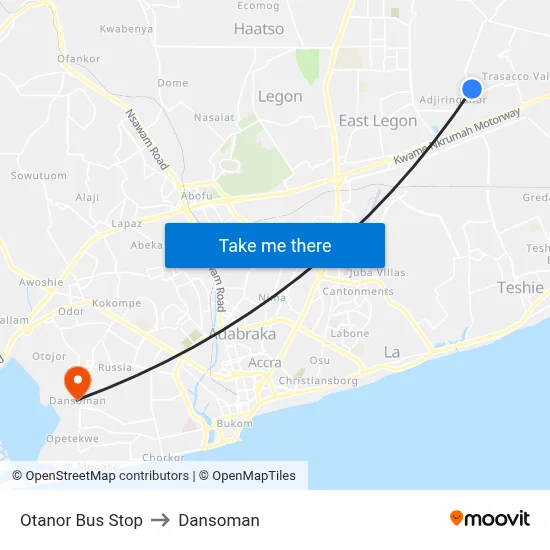 Otanor Bus Stop to Dansoman map