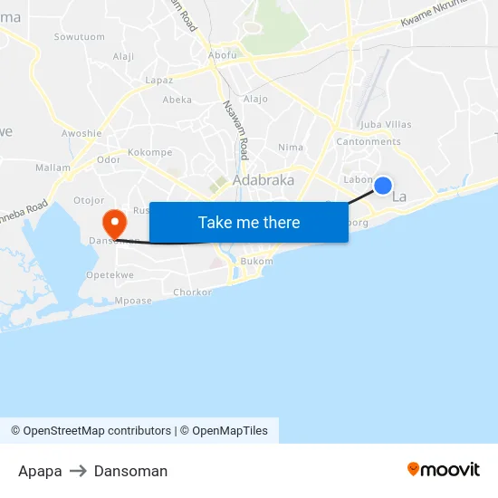 Apapa to Dansoman map