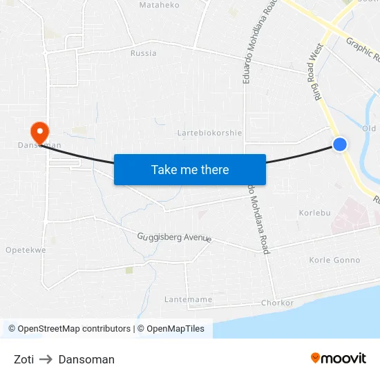 Zoti to Dansoman map