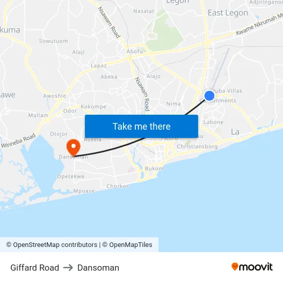 Giffard Road to Dansoman map