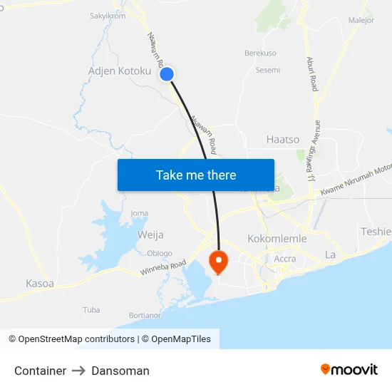 Container to Dansoman map