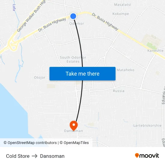 Cold Store to Dansoman map
