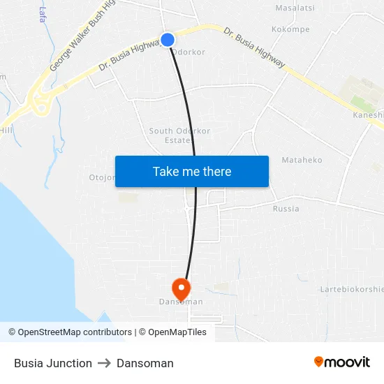 Busia Junction to Dansoman map