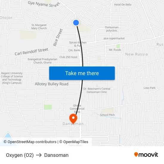 Oxygen (O2) to Dansoman map