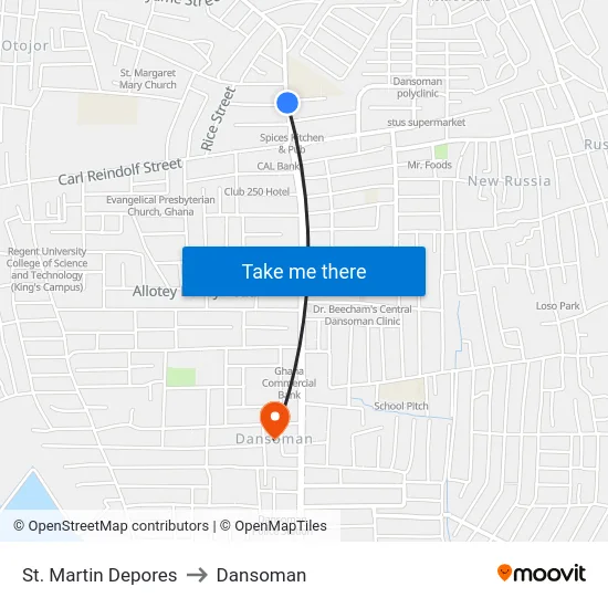 St. Martin Depores to Dansoman map