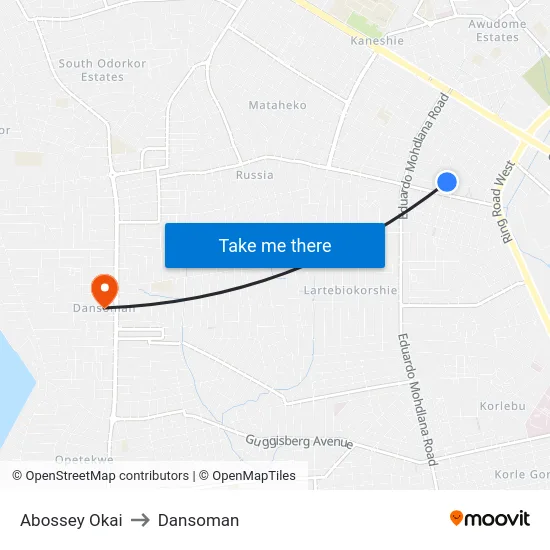 Abossey Okai to Dansoman map