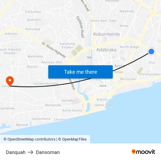 Danquah to Dansoman map