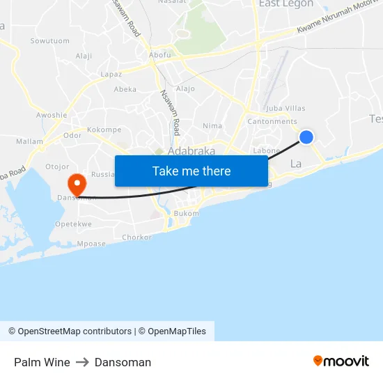 Palm Wine to Dansoman map