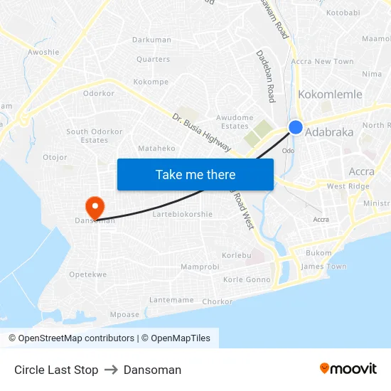 Circle Last Stop to Dansoman map