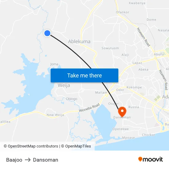 Baajoo to Dansoman map