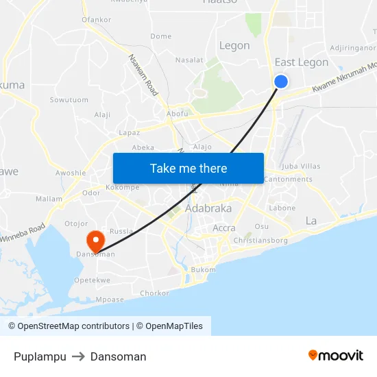 Puplampu to Dansoman map