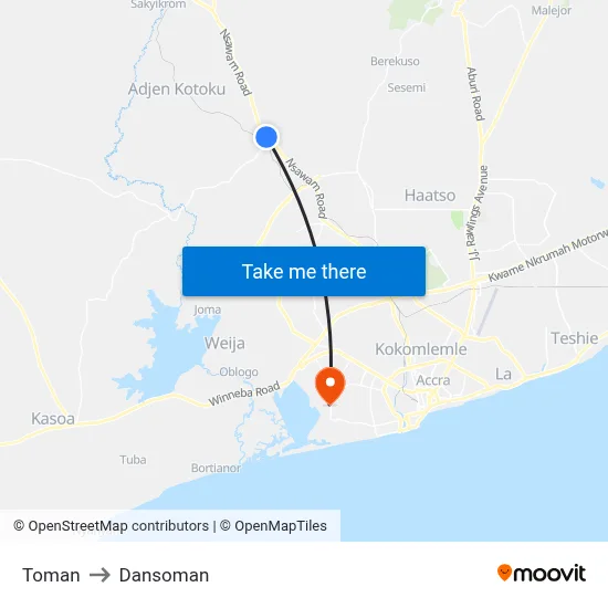 Toman to Dansoman map