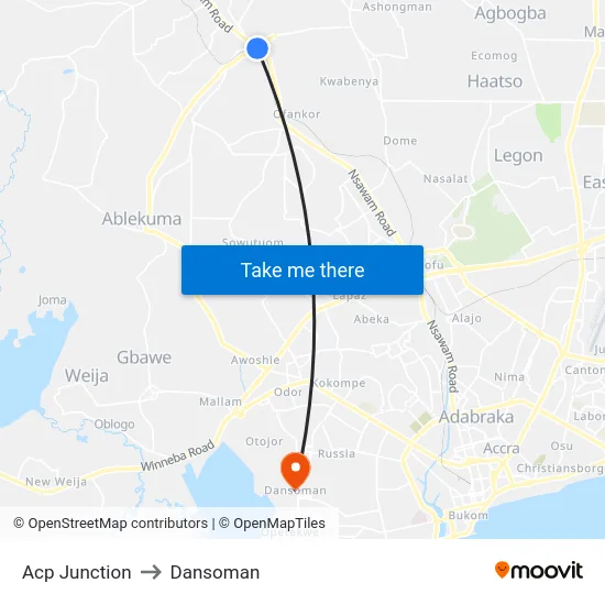 Acp Junction to Dansoman map