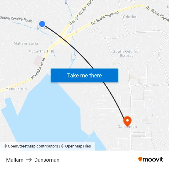 Mallam to Dansoman map