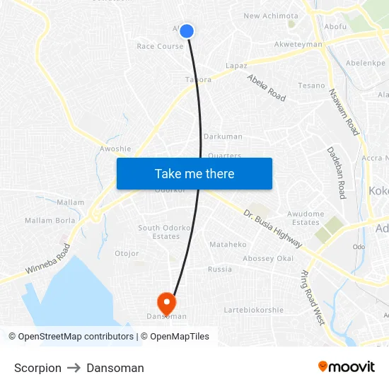 Scorpion to Dansoman map