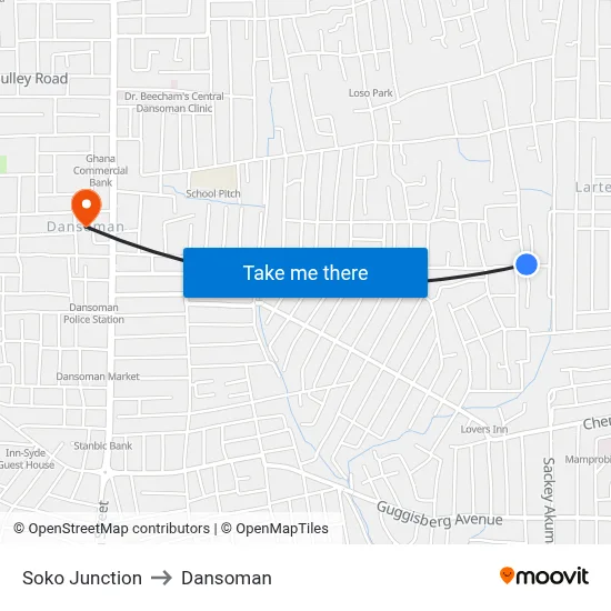 Soko Junction to Dansoman map
