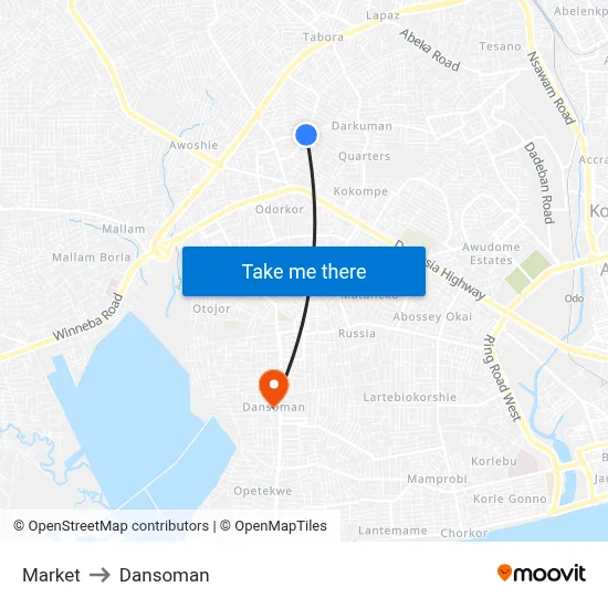 Market to Dansoman map