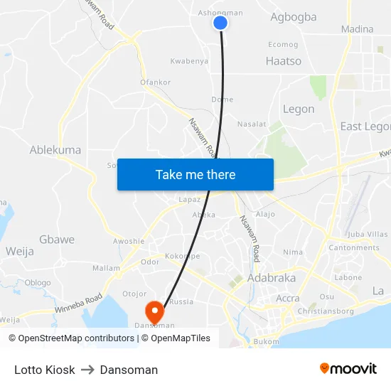 Lotto Kiosk to Dansoman map