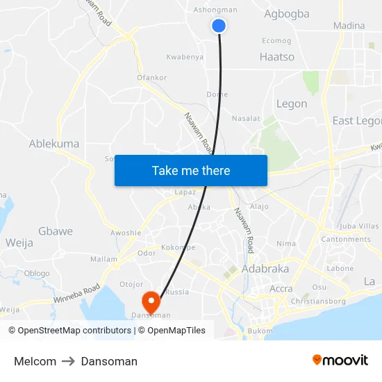 Melcom to Dansoman map