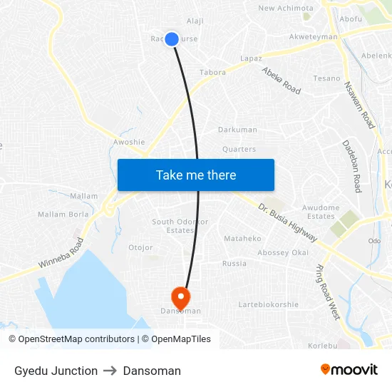 Gyedu Junction to Dansoman map