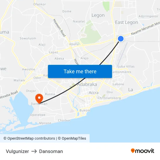 Vulgunizer to Dansoman map