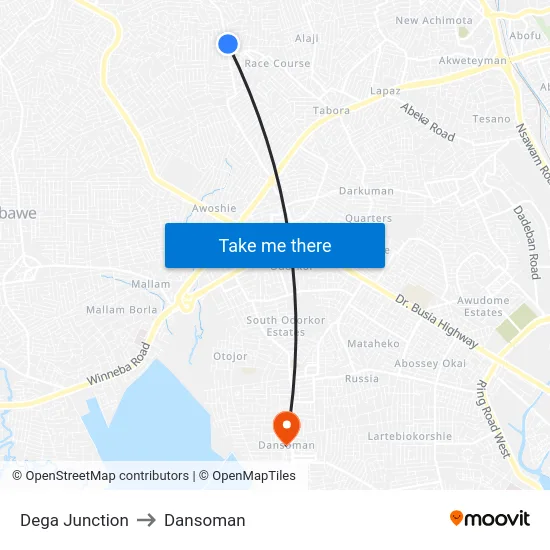 Dega Junction to Dansoman map